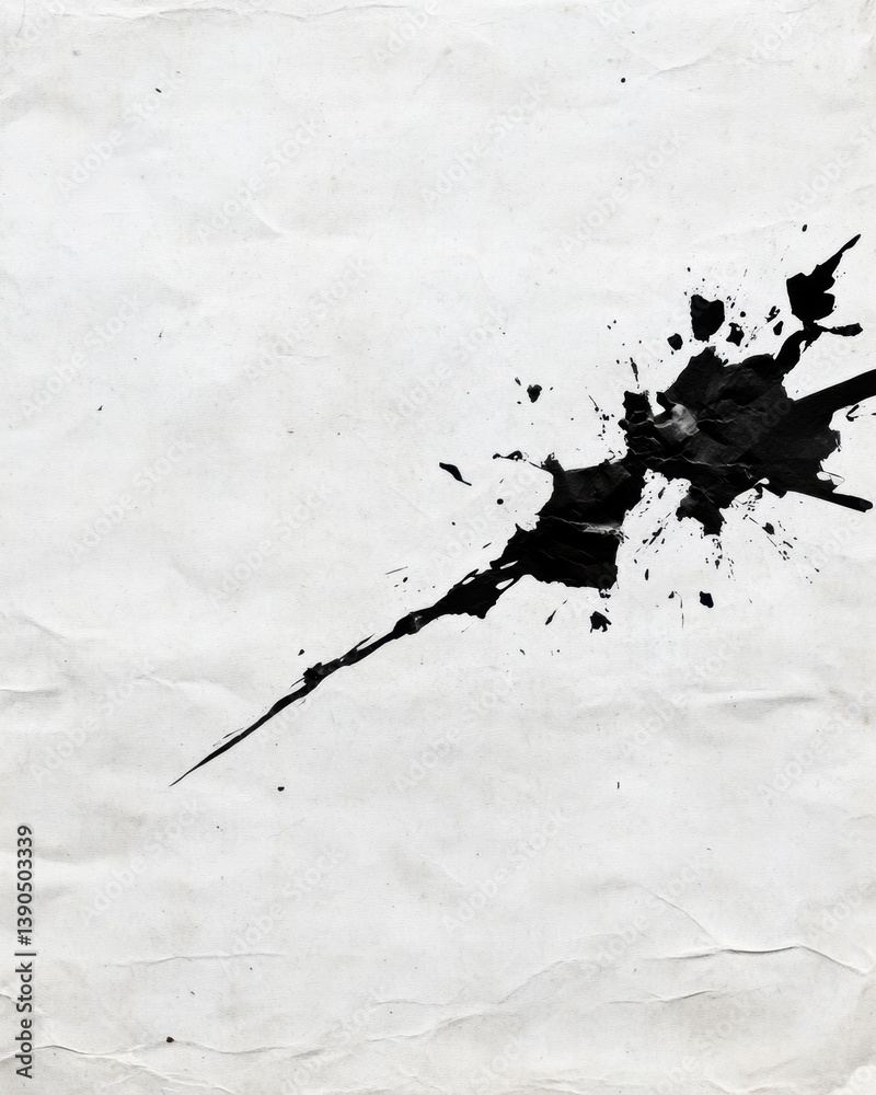 Poster minimalist graphic design disruption abstract black ink splatter on textured white canvas - contempo