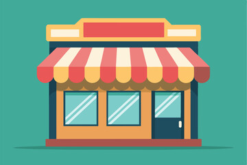 The lively storefront features a striped awning and large windows, creating an inviting atmosphere perfect for attracting customers in a busy neighborhood.