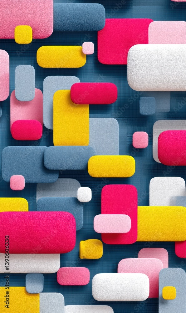 Poster Maximalist Digital Wallpaper Vibrant Geometric UI/UX Design Trend - Modern Minimalism Meets Bold Color Pop for Creative Tech Branding and Immersive Digital Experience