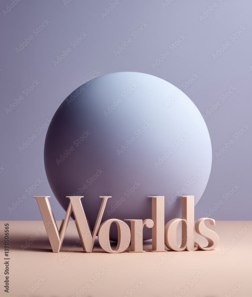 Poster minimalist typography design soft pastel worlds concept exploring visual communication, digital bran