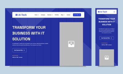 Naklejka premium Trendy technology landing page design or future tech website hero section banner template, fully editable vector eps 10 file format