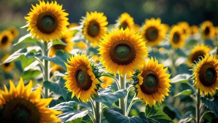 Fototapeta premium Sunflower natural backdrop. Sunflower in bloom.