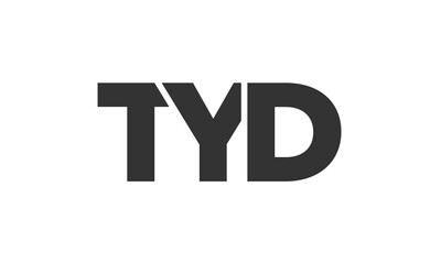 TYD logo design template with strong and modern bold text. Initial based vector logotype featuring simple and minimal typography. Trendy company identity.
