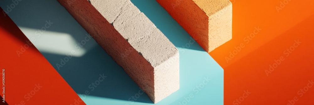 Aufkleber Geometric Minimalism Architectural Construction Materials Showcase - Modern Design Inspiration with Bold Color Blocking and Precision Industrial Textures