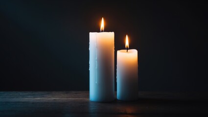 Two lit church candles in the background