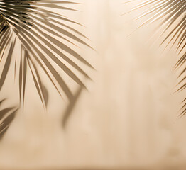 Obraz premium Palms silhouettes at neon sunset sky.Night landscape with palm trees on beach. Creative trendy summer tropical background,Vacation travel Retro,synthwave,retrowave style.Rave party,generative ai