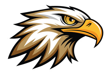 Fototapeta premium The artwork prominently features an eagle's head with a sharp gaze, vivid feathers, and a bold beak, highlighting the bird's majestic and powerful presence.