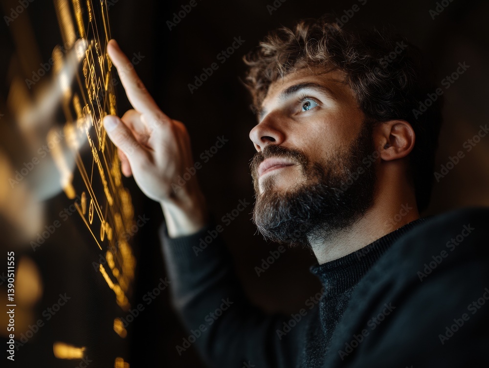 Poster Immersive Digital Interaction Next-Gen Professional Exploring Innovative Mixed Reality Technology with Intuitive Touchscreen Interface - Futuristic Workplace Transformation