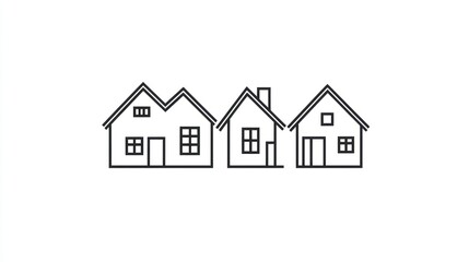 Simple Line Drawings of Houses, Suburban Neighborhood