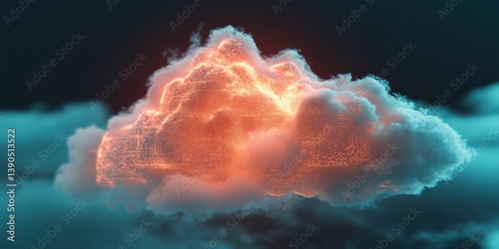 Poster Futuristic AI Climate Intelligence Digital Cloud Visualization Revealing Predictive Weather Technology and Innovative Environmental Data Analytics