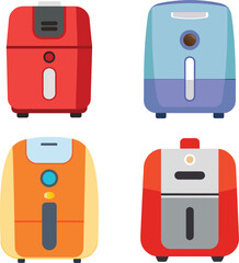 Vector illustration of a modern air fryer on a white background, clean flat design.