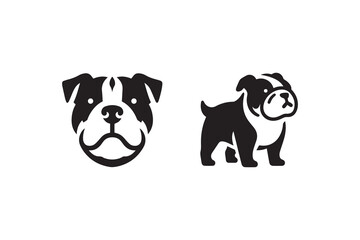 Symbol of simple Bulldog silhouette in a simple, minimalist vector on a white background