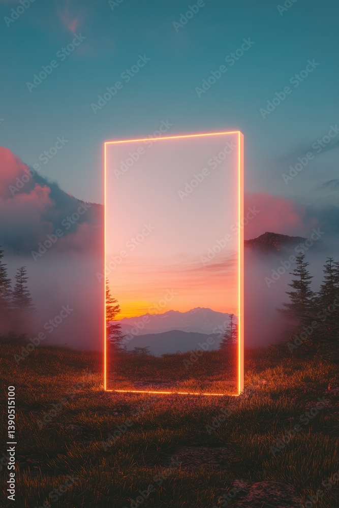 Poster liminal digital portal immersive xr landscape visualization - metaverse transition experience in eth