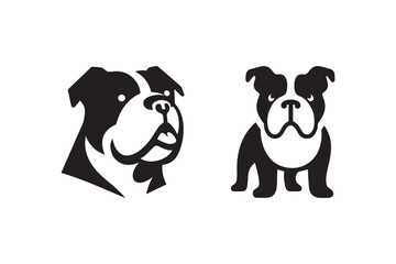 Obraz premium Symbol of simple Bulldog silhouette in a simple, minimalist vector on a white background