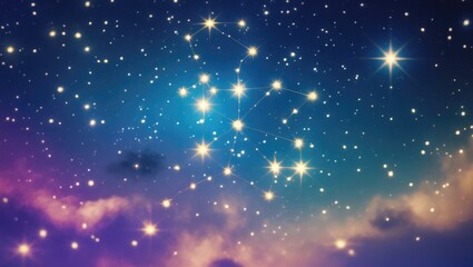 Fototapeta premium Twinkling stars embellish a night sky, showcasing the Ursa Major constellation. A depiction of astrology, fortune telling, and star horoscopes.