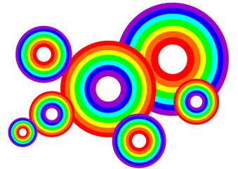 Obraz premium Abstract vector background of color spectrum circles in rainbow tones with copy space