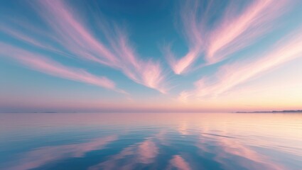 Obraz premium Breathtaking summer twilight view of sky and water.