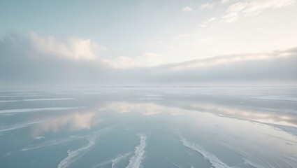 Fototapeta premium Breathtaking icy lake with a sky as the background