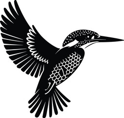 Kingfisher Silhouette Set | Bird Outline Vector Collection