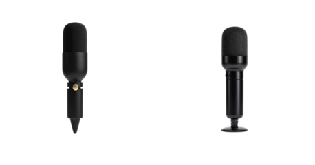 Microphone collection displaying four unique styles and designs in black and silver finish