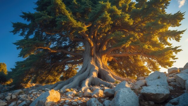 Trees of Cedar Nature Reserve located in Mount Lebanon