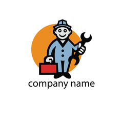 vector illustration of a construction worker logo design