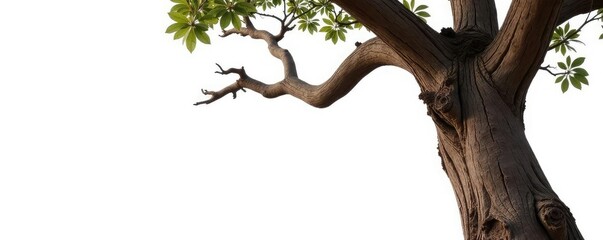 Thick brown tree branches against a clean white background, showcasing ruggedness and strength, wooden, rustic, tree