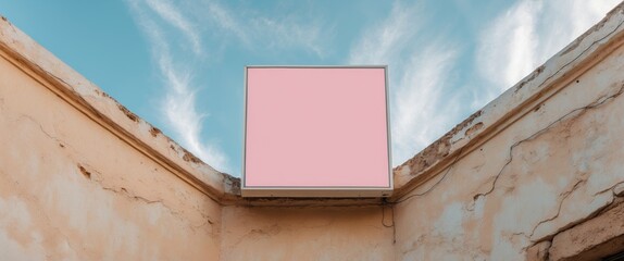 Fototapeta premium Mockup of a square signboard with empty space