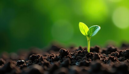 Tiny sprouts bursting from the earth in isolation, greens, leafy greens