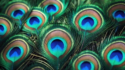 Backdrop featuring stunning peacock feathers with vibrant eyes