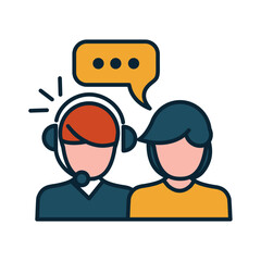 Vector image of a person with a speech bubble icon on a white background