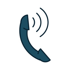 Vector Illustration of a Ringing Telephone Receiver Icon Representing Communication, Support Calls, and Contact Services in a Modern Flat Design Style