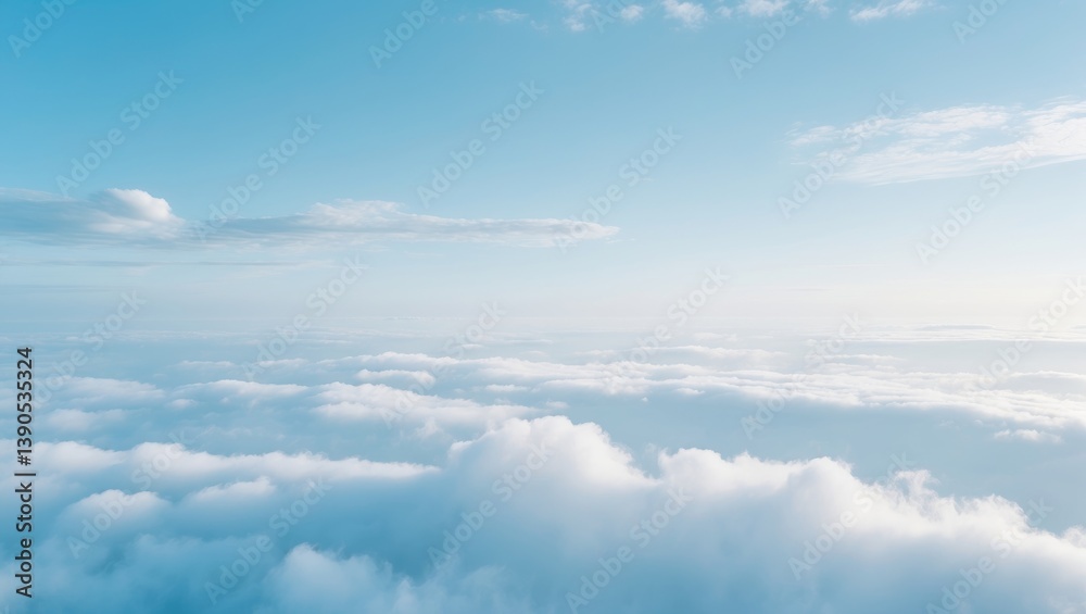 Poster blue sky with clouds on a cloudy day, beautiful light horizon in a bright gradient calm abstract bac