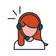 Vector Illustration of Female Customer Support Operator with Headset and Microphone Representing Call Center or Technical Assistance