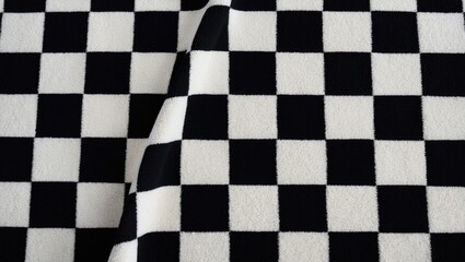 Fototapeta premium Black and white checkered fabric background for racing concept