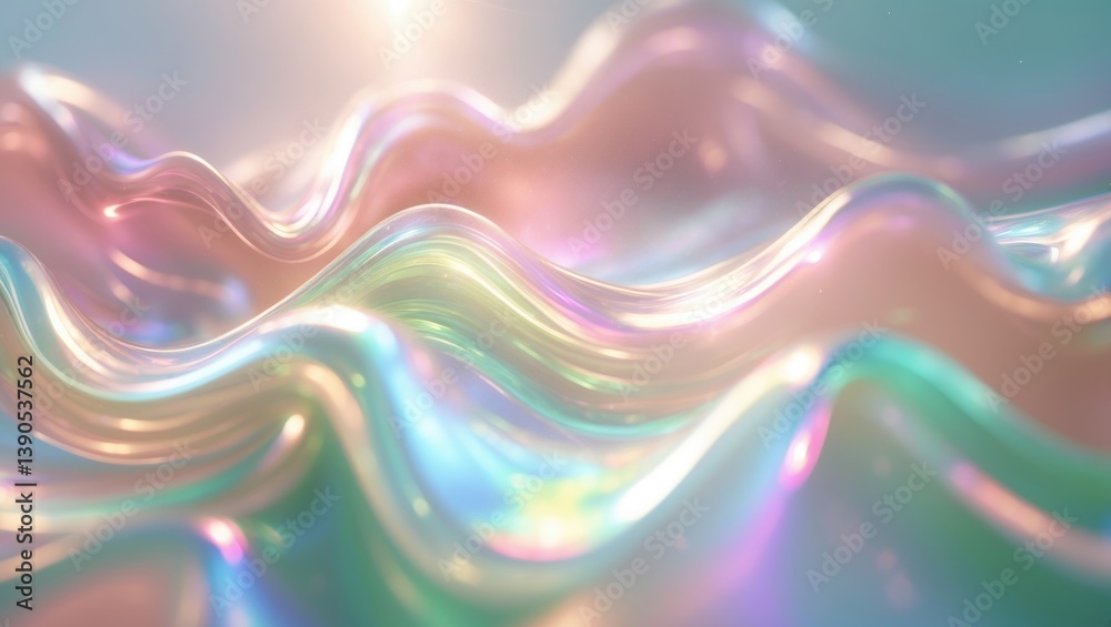 Poster hazy abstract background featuring pastel holographic foil