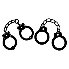 Handcuffed icons vector and Silhouette of handcuffs art collections