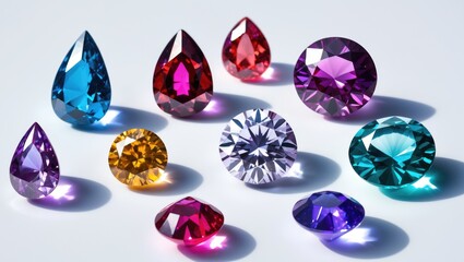 Vibrant gems set against a white backdrop