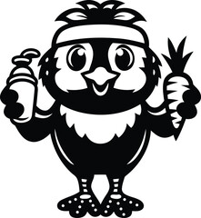 Cute, Cartoon and Funny chicken silhouette and line art isolated vector illustration, cartoon chicken vector icon design