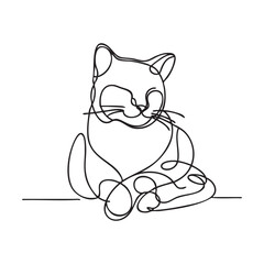 Cat continuous line drawing. One line vector drawing.

