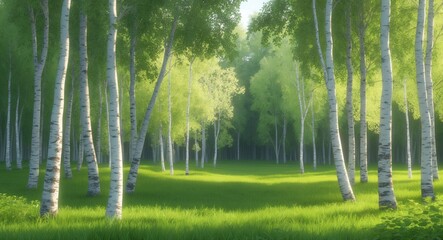 Obraz premium Lovely landscape - birchwood in summer