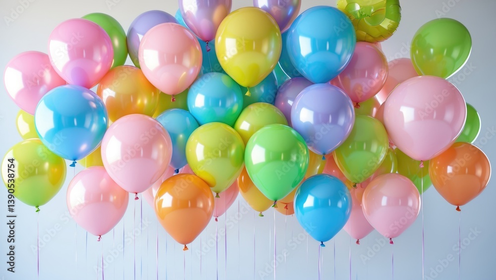 Poster cheerful balloons isolated over a white canvas