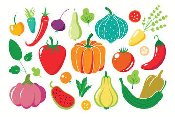 Hand-Drawn Abstract Vegetables Vector Set