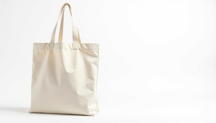 White cotton shopping tote bag, isolated on white backdrop, recyclable, blank, shopping bag
