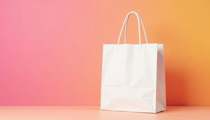 White cotton shopping bag with handles, isolated , environmentally friendly, fabric