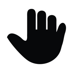 Obraz premium Vector hand icon shows a black silhouette palm with fingers as a help sign