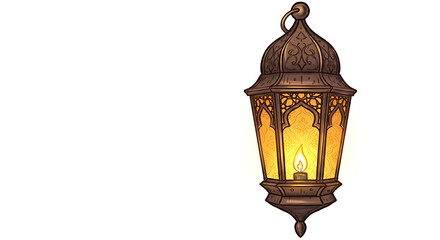 Fototapeta premium Aesthetic ornamental glowing ramadan lantern illustration with intricate design