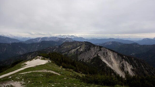 Mountain view time lapse from mountain Hochfelln in Bavaria, Germany,4K