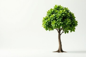 Young tree isolated, pristine white studio setting, minimal, isolated, botany