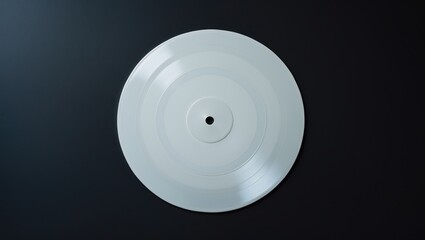 White Blank Vinyl Record Disc Label Sticker Template Mockup. Set Against Background.